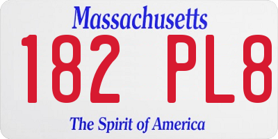 MA license plate 182PL8