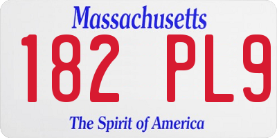 MA license plate 182PL9