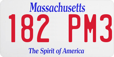 MA license plate 182PM3