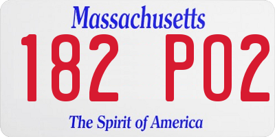 MA license plate 182PO2
