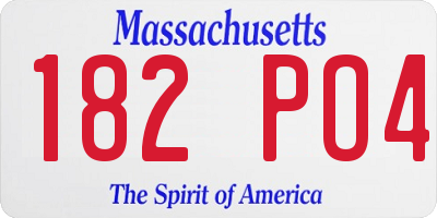 MA license plate 182PO4