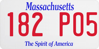 MA license plate 182PO5