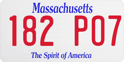 MA license plate 182PO7