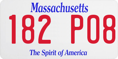 MA license plate 182PO8