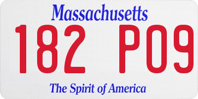 MA license plate 182PO9