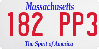 MA license plate 182PP3