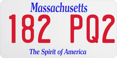 MA license plate 182PQ2