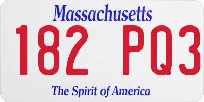 MA license plate 182PQ3