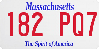 MA license plate 182PQ7