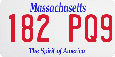 MA license plate 182PQ9