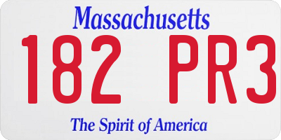MA license plate 182PR3