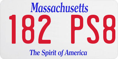 MA license plate 182PS8