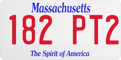 MA license plate 182PT2