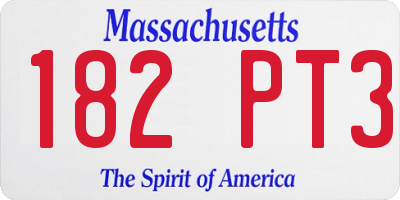 MA license plate 182PT3
