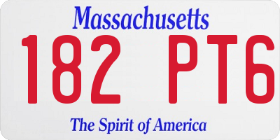 MA license plate 182PT6