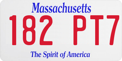 MA license plate 182PT7