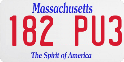 MA license plate 182PU3