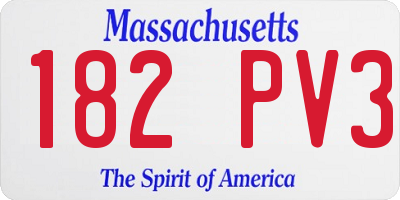 MA license plate 182PV3