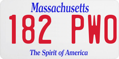MA license plate 182PW0