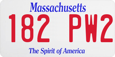 MA license plate 182PW2