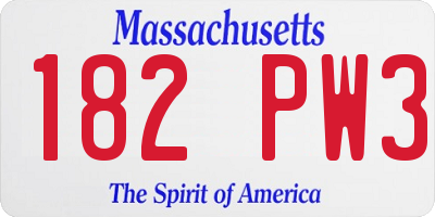 MA license plate 182PW3