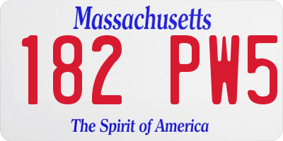 MA license plate 182PW5