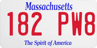 MA license plate 182PW8