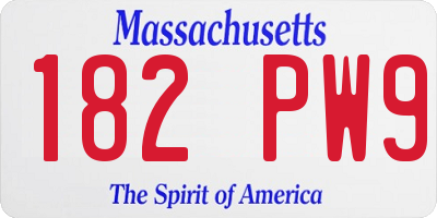 MA license plate 182PW9