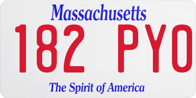 MA license plate 182PY0