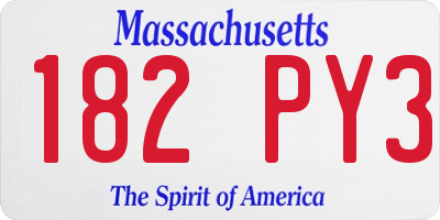 MA license plate 182PY3