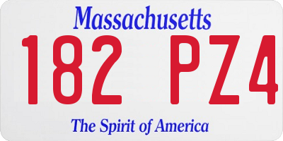 MA license plate 182PZ4