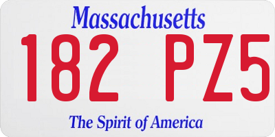 MA license plate 182PZ5