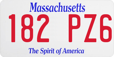 MA license plate 182PZ6