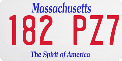 MA license plate 182PZ7