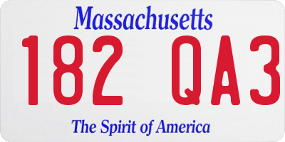 MA license plate 182QA3