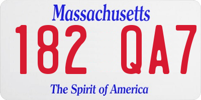 MA license plate 182QA7