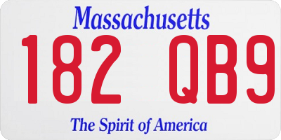 MA license plate 182QB9