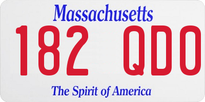 MA license plate 182QD0