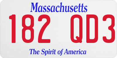 MA license plate 182QD3