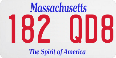 MA license plate 182QD8