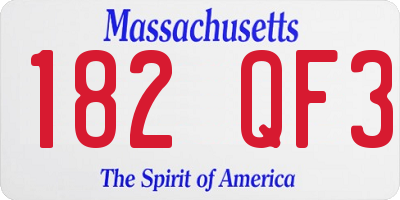 MA license plate 182QF3