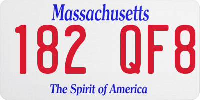 MA license plate 182QF8