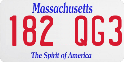 MA license plate 182QG3