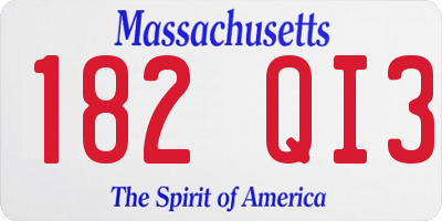 MA license plate 182QI3