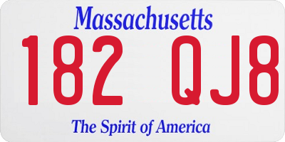 MA license plate 182QJ8