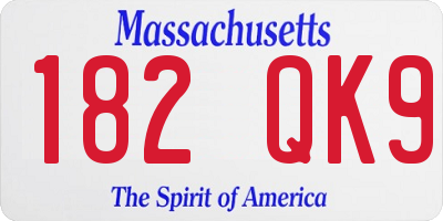 MA license plate 182QK9