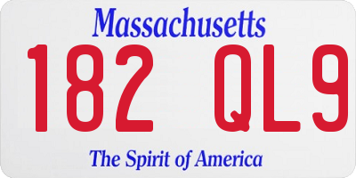 MA license plate 182QL9