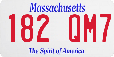 MA license plate 182QM7