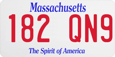 MA license plate 182QN9