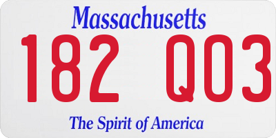 MA license plate 182QO3